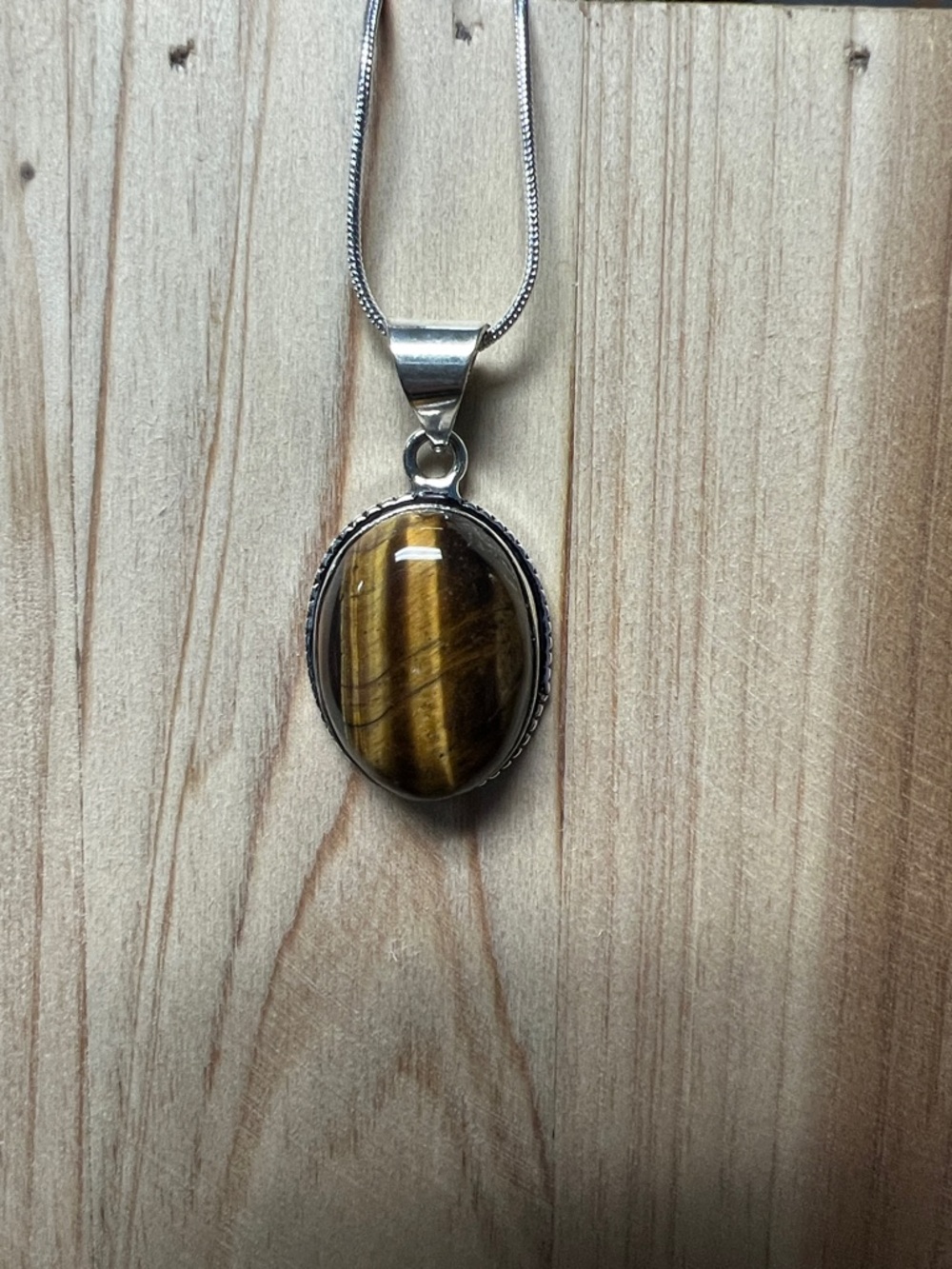 Tiger's Eye Oval Pendant Necklace